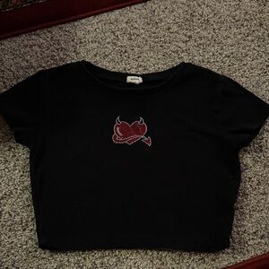 Garage Size S Cropped Black Baby Tee